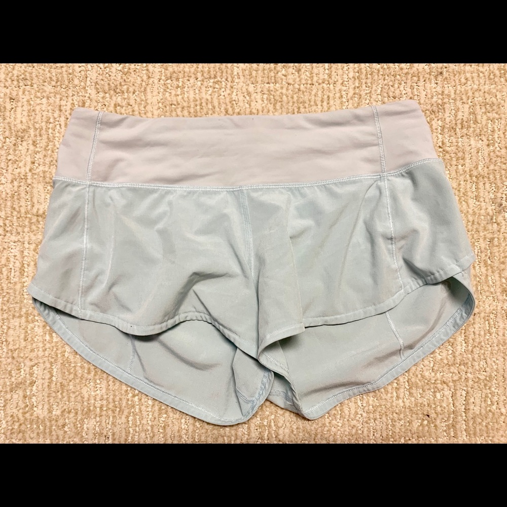 Light blue lululemon speed up short size 4
